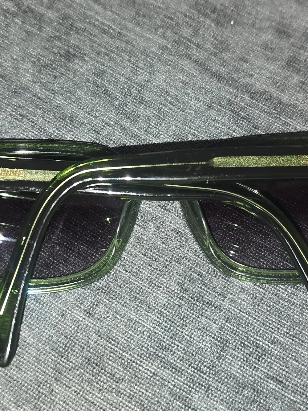 Celine CL40190I Olive Green Translucent Acetate Square Sunglasses Gold Hardware
